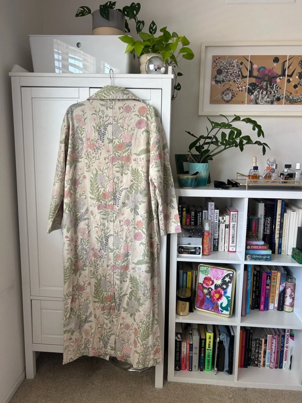 Wrangler X Free People Cream Floral Button-Up Jacket with Pink and Green Print - Picture 13 of 14